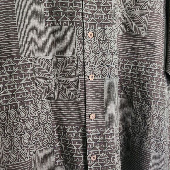 Tommy Bahama Silk Mens Large Green Tropical Hawaiian Camp Short Button-Up Shirt - Picture 4 of 13